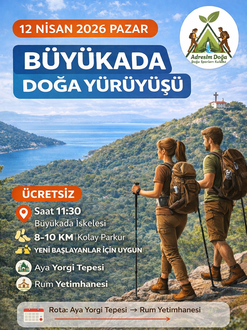 12.04.Pazar BÜYÜKADA SPORTİF DOĞA YÜRÜYÜŞÜ